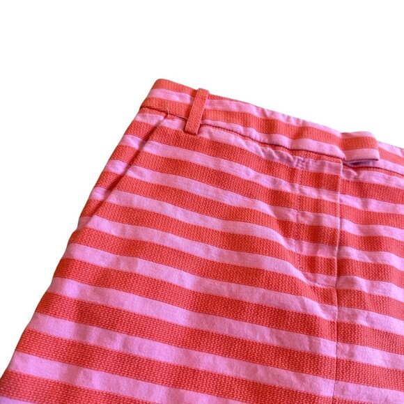 J. Crew Pink Red Stripe Mini Skirt Cotton Blend Casual Colorful Size 2 Women's - Picture 2 of 9